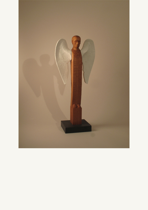 Stela Series #5, White Wings, sculpture by wood carver Paul Reiber, sculpture by wood carver Paul Reiber