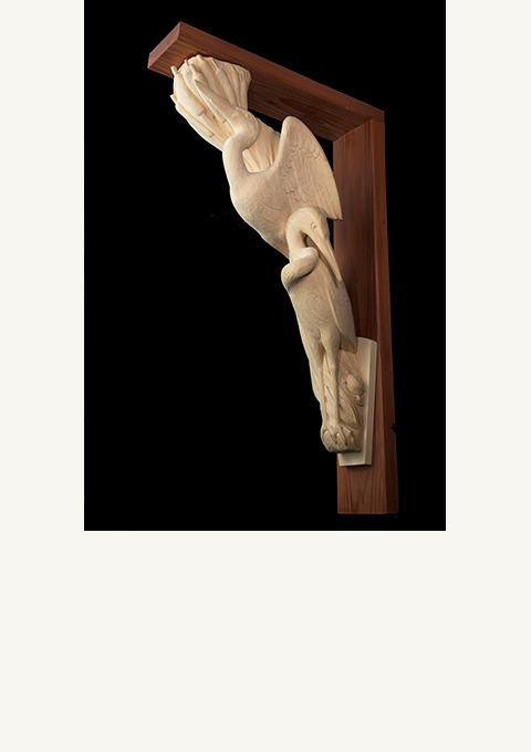 Heron Corbel, sculpture by wood carver Paul Reiber